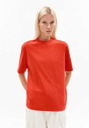 ARMEDANGELS TARJAA Heavyweight T-Shirt Loose Fit made of Organic Cotton Mix Rouge | 8526937-GD