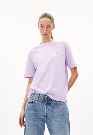 ARMEDANGELS TARJAA Heavyweight T-Shirt Loose Fit made of Organic Cotton Mix Lavande Noir | 4812376-XQ