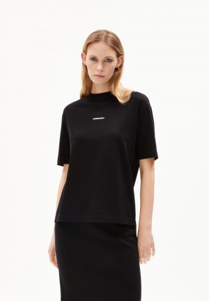 ARMEDANGELS TARJAA WORDMARK Heavyweight T-Shirt Loose Fit made of Organic Cotton Mix Noir | 3078954-JM