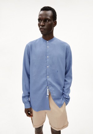 ARMEDANGELS VAALERONIMUS LINO Shirt Relaxed Fit made of Linen-Mix Bleu | 9250786-PS