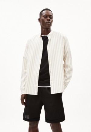 ARMEDANGELS VAALERONIMUS STRIPES Shirt Relaxed Fit made of Organic Cotton Oatmilk-cinnamon Dust-blue Stone | 6423017-QU