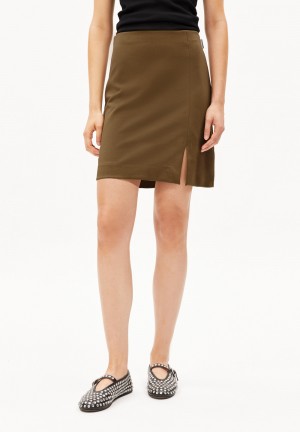 ARMEDANGELS VANJARAA Jersey Skirt Slim Fit made of LENZING™ ECOVERO™ Viscose Mix Dried Moss | 7839251-QD