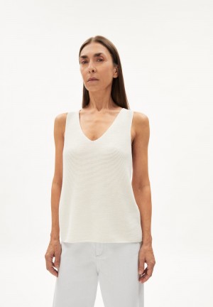ARMEDANGELS WILMAA Knit Top Regular Fit of Organic Cotton Blanche | 1692470-JT